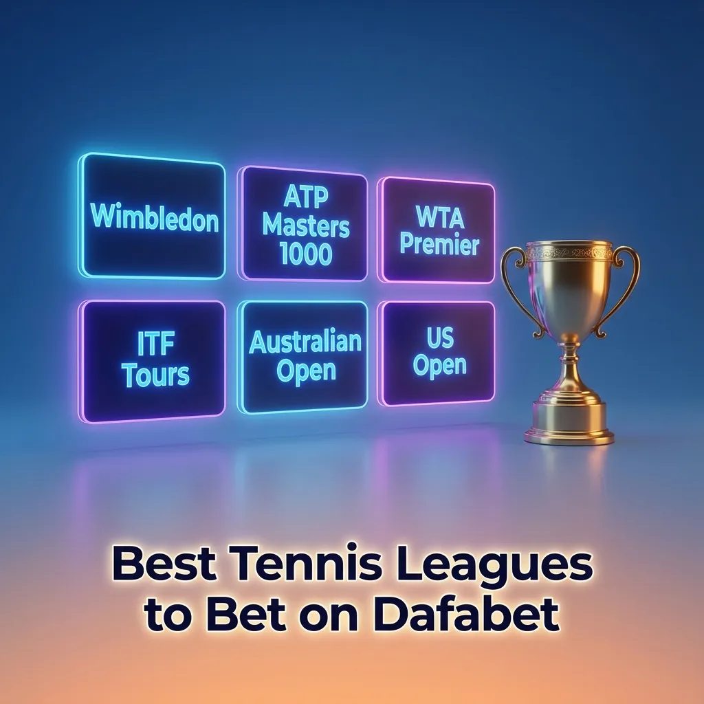 Tennis player hitting a forehand on a hard court with Dafabet tennis betting tournaments listed in the background
