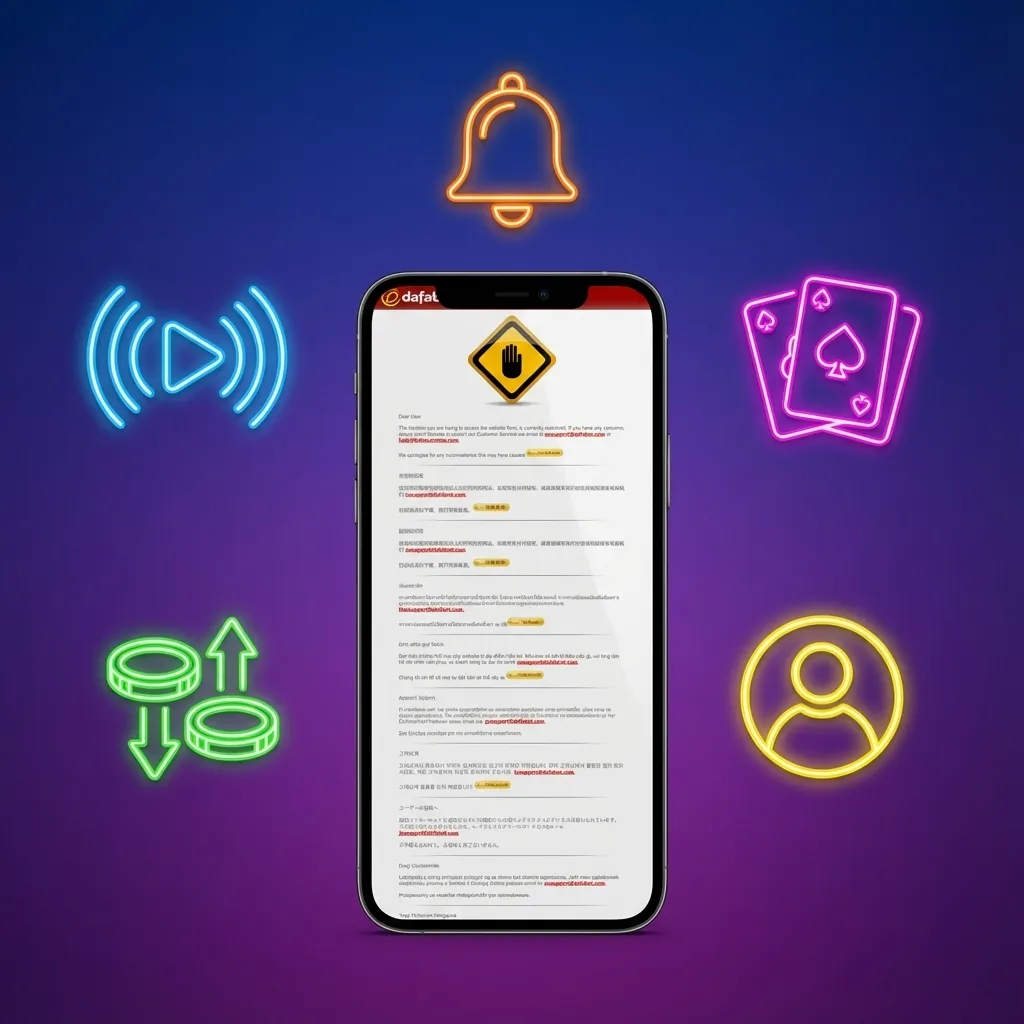 Illustration of Dafabet app screens showing live betting, casino games, UPI deposits, withdrawals, and user profile options