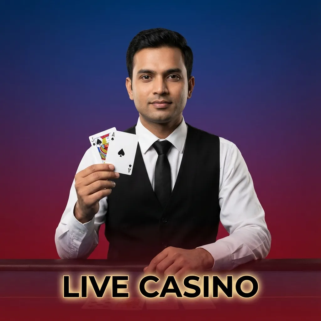 Online live casino interface with real dealer at table, chat window, and game thumbnails for roulette, blackjack and game shows