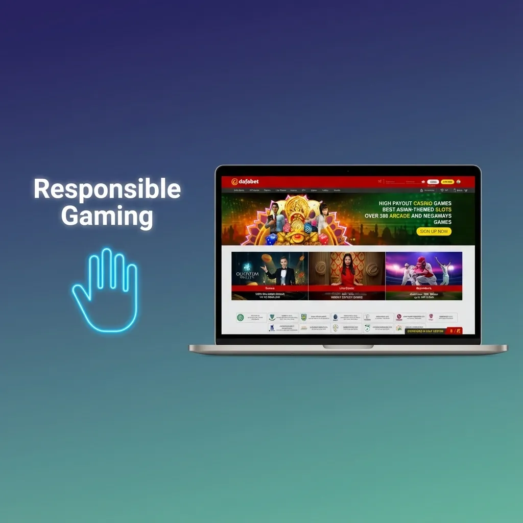 Illustration promoting responsible gaming on Dafabet India, with tips on limits, breaks, and seeking help for problem gambling