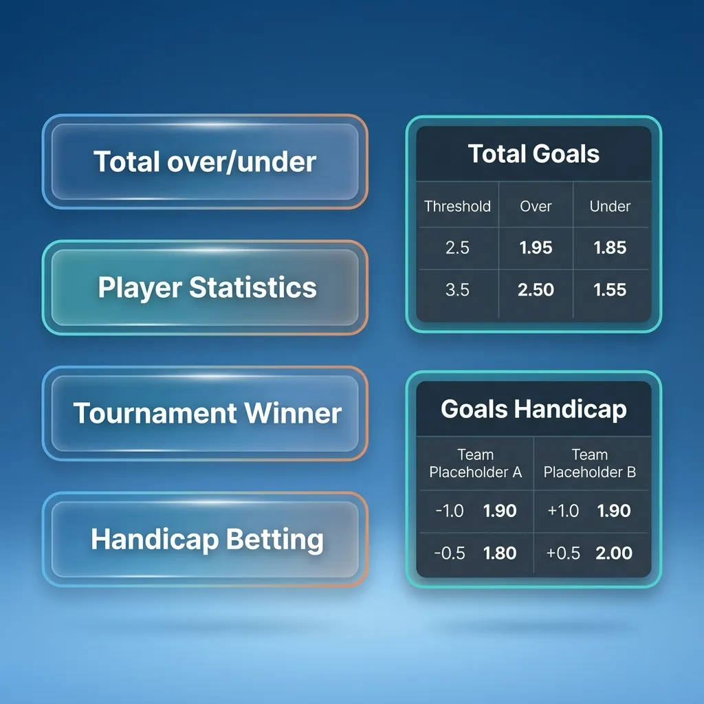 Graphic titled “Types of Bets” showing Single, Express (Accumulator), and System bets with brief descriptions on volatility and payout