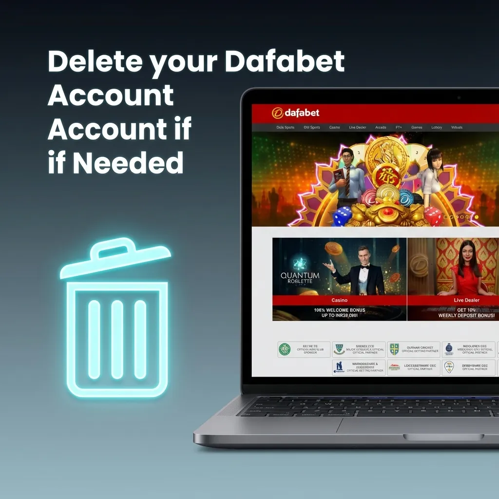 Illustrated guide showing steps to log in, contact Dafabet support, and request permanent account closure or self-exclusion