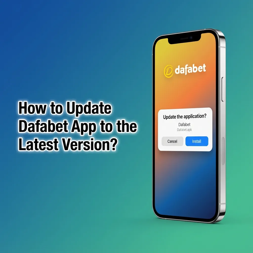 Smartphone screen showing Dafabet app update prompt with instructions for Android APK and iOS PWA auto-refresh updates